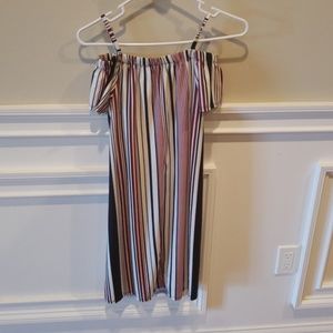 Striped cold shoulder dress